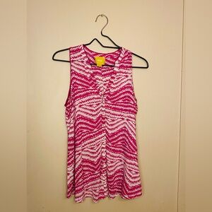 Anthropologie Maeve Fuchsia and White Patterned Sleeveless Blouse